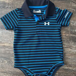 Under Armour Black and Blue Striped Baby Bodysuit
